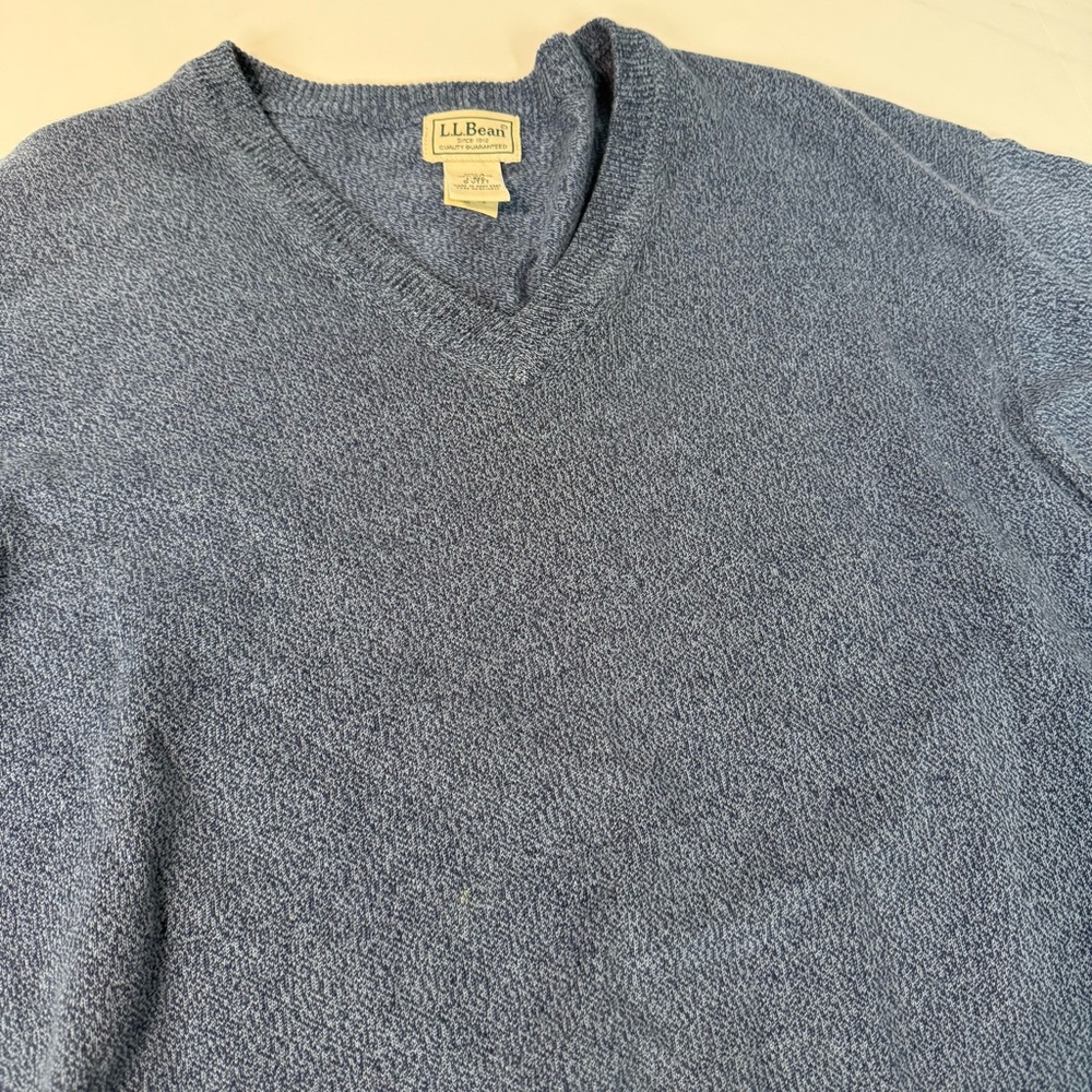 LL Bean Men’s 100% Cotton V Neck‎ Sweater Long Sleeve Sz Large Preppy Classic - Picture 6 of 8